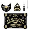 Piacolnic Set da 3 Pezzi con Tavola Ouija in Legno, Nera Tavola Divinatoria Metafisica con Planchette, Tavoletta degli Spiriti Ouija con 26 Lettere Numeri Sole e Luna per Adulti e Feste