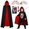 panemy Mantello Vampiro con Collare per Bambini, Nero Rosso Reversibile | Halloween Costume Vampiro Set, Mantello da Dracula per Ragazze e Ragazzi Halloween Carnevale