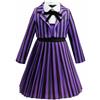 YOGLY ‌Bambina Enid Sinclair Costume Cosplay Mercoledì 2 Enid Viola Righe Uniforme Scolastica per Carnevale Halloween Festa Mascherata Costumi