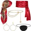 Draupnir Costume da pirata da donna, accessorio da pirata, costume da pirata, bandana, fascia per gli occhi, orecchini da donna, accessori per costume da pirata, carnevale, Halloween