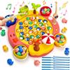 DONGTATA Gioco di Pesca Magnetica Elettrico 63Pcs, Set da 45 Pesci con 8 Canne e Musica, Giochi Educativi Rotanti per Bambini, Regalo di Compleanno e Natale 3-8 Anni Fishing Game