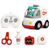 Habuddy RC ambulanza per bambini 2-5, luce e suono, regalo per bambini | Telecomando da 2,4 GHz, facile funzionamento a 4 tasti, accessori per giochi di ruolo, gioco sicuro per bambini dai 18 mesi