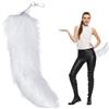 Enjoyaa Coda di pelliccia sintetica di peluche, coda lunga di pelliccia di gatto, per travestimenti, cosplay, feste, travestimenti, carnevale, Halloween, 30 cm di lunghezza (bianco)