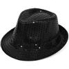 Fresilkora Cappello Fedora con paillettes per bambini, accessorio per spettacoli di danza e feste, 54 cm, cappello a cilindro nero con paillettes per Halloween, palcoscenico e feste a tema