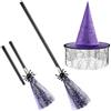 Toyvian 1 costume da strega per bambini, accessorio con cappello da strega e scopa per Halloween, carnevale, feste in maschera e cosplay