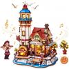 ROKR Chillbay Pizzeria casa in miniatura fai da te per adulti EAM02 | Casa delle bambole animata con gabbiani mobili, luci calde e musica jazz