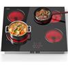 Hobsir hob Hobsir Piano Cottura in Vetroceramica 4 Fuochi, Piano Cottura Vetroceramica 4 Zone con Zona Flex, Sensore a Sfioramento, 60 CM, 6600 W, 9 Modalità, Cablato