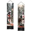 SUPERDANT Set di 2 retrò arazzi da parete verticali dei cavalieri templari, 130 x 33 cm, set di striscioni in tessuto stretti storia medievale per la parete del soggiorno camera da letto veranda antro