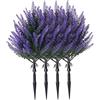 Faticenic Lavanda Artificiale, Confezione da 4 Cespugli di Lavanda Artificiale Finti, Piante da Esterno Realistiche con Punte per Arredamento da Giardino - Viola, Palla Topiaria