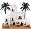 Holyart Ambientazioni, botteghe, case, pozzi: Borgo in stile arabo con palme presepe 4 cm 15x20x10 cm