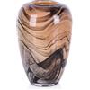 orenm Vaso in vetro soffiato a mano, decorazione artistica grigia e marrone sabbia, vaso a bocca larga, centrotavola per la casa, per soggiorno, tavolo, libreria, bagno, scaffale decorativo (vaso di sabbia