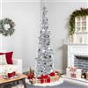 YHANEC Albero di Natale Pop Up, 180cm Pieghevole, Salvaspazio Albero di Natale Stretto e Alto, Slim con Supporto, Paillettes Scintillanti, per la Decorazione(Argento)