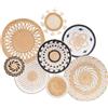 Tel Charme * Confezione da 8 decorazioni da parete in stile boho, 35,5 cm, rotonde da appendere a mano, in rattan, per soggiorno, rustico, piatto, elegante, fattoria, camera da letto, tavolo, cucina e casa
