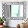 AAZZKANG Specchi decorativi da parete 65 x 45 cm Grande specchio rustico rettangolare da appendere con cornice in legno Decorazione artistica per camera da letto, soggiorno, bagno, corridoio