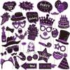 YESAH Kit di accessori per cabina fotografica di compleanno, 38 pezzi, accessori per foto di compleanno, Natale, Halloween, decorazioni per selfie, baffi, cappelli e corone, accessori divertenti per