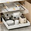 ALMAJOR Cassetto Estraibile Cucina - Organizzatore Regolabile in 4 Direzioni, Larghezza 30-49,5 cm e Profondità 42-56 cm, Senza Trapano, Binari Scorrevoli Silenziosi - Ottimizza lo Spazio in Armadi e Dispensa