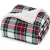 Corredocasa Coperta Plaid in Pile e Sherpa Morbidissima - Calda Coperta Invernale Letto Matrimoniale - Idea Regalo Natale Soffice Avvolgente - Plaid Maxi Divano Soggiorno (200x220 cm, Tartan Rosso e Verde)