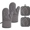 KEUTHON Guanti da forno e presine, set di 4 pezzi, guanti da forno fino a 230 °C, antiscivolo, perfetti per cucina, cucinare, grigliare e cuocere