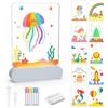Jinlaili Lampada Notturna LED in Acrilico con Penna Cancellabile, 10 Disegni, 4 Colori, Lampada Fai-da-Te Personalizzata, Lampada da Comodino per Bambini, Decorazione Camera Bambini