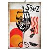 KUSTOM ART Quadro da Parete Sagomato Serie Pubblicità Vintage Illustrazione Astratta Spritz Cocktail Stampa Artistica Vintage su Legno 25x18cm
