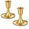 LQTSLFM 2 Pezzi Porta Candele Oro Coniche Portacandele da Tavolo Vintage Portacandela Metallo per Centrotavola, Caminetto, Davanzale, Matrimoni, Natale