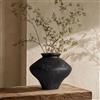 QIANLING Wabi Sabi - Vaso vintage nero, 15,5 cm di altezza, decorazione rustica, vaso in ceramica per centrotavola, vasi da fiori in ceramica testurizzata per decorare la casa, tavolo, soggiorno, camera da