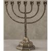 ARTERAMEFERRO Candelabro Menorah Ottone Brunito 7 Braccia Grande Ebraico 31,5 cm