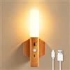 JTgugu Lampada da parete per interni a LED con sensore di movimento, bianco caldo | ricaricabile tramite USB e senza fili, lampada da parete a batteria magnetica, lampada da letto/luce notturna portatile senz