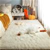 XUEDNGM Tappeto Camera da Letto Tappeto Morbido 160 x 300 cm Morbida, Soffici, Antiscivolo, Lavabile Fino, Unicolore Morbido Tappeto a Pelo Lungo Tappeto Salotto a Pelo Lungo, Bianco