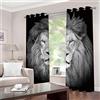 GDYRBY Tende Oscuranti per Interni 2 Pezzi per Cameretta Bambini con Occhielli, 3D Digitale Stampa Leone Animale Bianco E Nero Tende Oscuranti Termiche Isolanti per Soggiorno Moderne 280X260cm