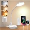 ZAPLIT Lampada da scrivania a LED, 15 W, con telecomando, porte di ricarica USB-A | 3 temperature di colore, 5 luminosità, 4 timer, modalità notte, collo di cigno 360° da 40 cm, 78 LED, protezione degli occhi