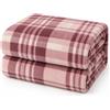 Corredocasa Plaid in Pile Ultra Morbido e Soffice con Elegante Trama Scozzese Made in Italy - Leggero e Confortevole - Perfetto per Divano, Letto (Malva Quadrato, Una Piazza e Mezzo 160x210)