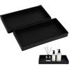 Kacerter 2 Pezzi Vassoio da Bagno, Vassoio Portaoggetti Decorativo in Silicone nero Antiscivolo, Organizer Rettangolare per Lavabo, Vasca, Cucina, Toeletta, Profumi, Gioielli e Cosmetici