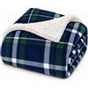 Corredocasa Coperta Plaid in Pile e Sherpa Morbidissima - Calda Coperta Invernale Letto Matrimoniale - Idea Regalo Natale Soffice Avvolgente - Plaid Maxi Divano Soggiorno (200x220 cm, Tartan Blu Navy)