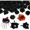 BSITSSS 24PCS Terrore Rose Artificiali Stile Dark Fiori Decorativi | Neri Fiori Finti per Decorazioni Fiori per Decorazioni per Decorazioni di Halloween, Accessori per Capelli