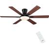 Newday 132CM Grande Ventilatori da Soffitto Legno con 6 Pale e Telecomando | Pale Soffitto con Luce, Dimmer senza Passaggi, Modalità Sleep, Timer, Motore DC Reversibile Silenzioso, Montaggio Risciacquo