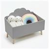 Spetebo Cassapanca per bambini, 58 x 45 cm, colore grigio, in legno, per giocattoli e libri