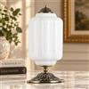 HvKvHvY Latte Vetro Lampada Da Tavolo, E27 Vetro Lampada Da Letto Scrivania Pulsante Commutatore Camera Da Letto Nightstand, Vintage Metallo Colore Base Lampada Da Letto Per Casa, Soggiorno(Bianco)