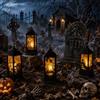 Shyllin Lanterna di Halloween, decorazione autunnale Shyllin a forma di zucca con | Decorazione per Halloween, zucca a LED, candele, per esterni, interni, esterni, giardini, albero, Halloween, bar