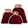 Duories 6 sacchetti in velluto, piccoli sacchetti in tessuto con coulisse, sacchetti regalo in velluto, da riempire, per gioielli, matrimoni, Natale, compleanni, feste, 7 x 9 cm, oro, rosso vinaccia