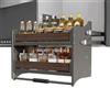 Generic Cestello Saliscendi per Pensile da Cucina a 2 Livelli, Organizzatore per Pensili in Lega di Alluminio, Portata 12Kg, per Spezie, Bottiglie e Dispensa(51 * 26 * 53cm)