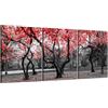 LuxHomeDecor Albero con Fiori Rossi in Bianco e Nero - Quadro su Tela con Telaio in Legno, 3 Quadri 30x40 cm Decorazioni per Camera da Letto, Bagno, Cucina, Ufficio, Sala da Pranzo, Bar