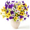 twirush 12 fasci di fiori finti artificiali del pensiero per esterni, in plastica, resistenti ai raggi UV, fiori del viole del pensiero in finta seta, piante finte per esterni, interni, giardino, balcone