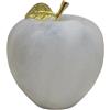 CBAM Mela in Marmo Bianco Carrara con Foglia Dorata Scultura Artigianale in Pietra Naturale Decorazione da Tavolo Soprammobile Arredo H 9 cm