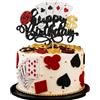 Goiern 1 Pezzo Segnaposto Torta Gettoni Poker Giocatore Auguri di Compleanno Decorazione per Dolci Tema Notte Casinò Las Vegas Festa di Compleanno