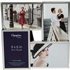 Hampton Frames Cornice portafoto JS394C argento 10,2x15,2 cm, 4 aperture, retro effetto velluto, per foto familiari, da parete o tavolo