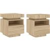 vidaXL Comodini con Luci LED 2pz Rovere Sonoma 40x39x48,5 cm