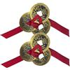 Amazleer Feng Shui - Tre monete I-Ching con corda rossa, 2 set, monete tradizionali cinesi in ottone, decorazione per ricchezza e successo (tre I Ching)