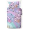 Jay Franco Kids Disney Lilo e Stitch - Set Copripiumino Biancheria da Letto Super Morbida in Cotone 100% con Federa, Prodotto con Licenza Ufficiale, Viola, 2 Pezzi Singolo