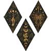 Naapesi 3 Articoli Decorazioni a Parete in Legno Bohémien, Decor Set da parete | Boho Decorazione Artistica da Parete per Soggiorno, Camera, Ingresso, Ufficio, Oro Nero, 17x30cm